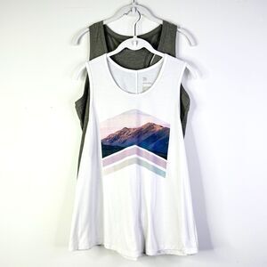 Eddie Bauer + All In Motion Top Women L Multi Lot of 2 Racerback Tank Athleisure